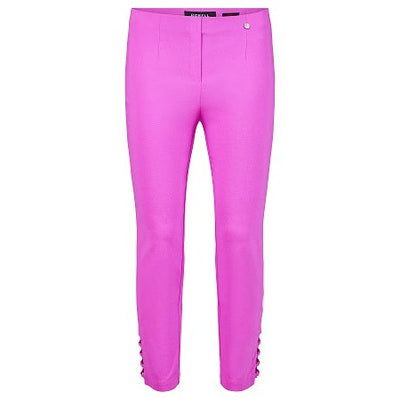 Robell – Lena 09 - Cropped Trousers With Cut Away Ladder Design at Hemline (Bright Pink)