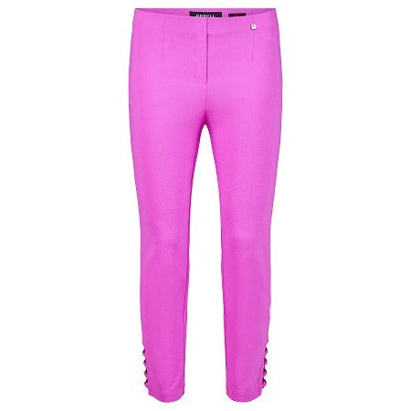 Robell – Lena 09 - Cropped Trousers With Cut Away Ladder Design at Hemline (Bright Pink)