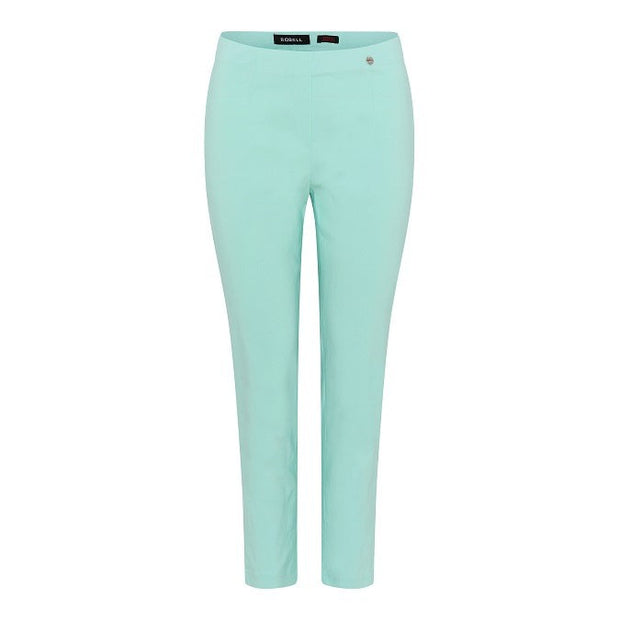 Robell – Lena 09 - Cropped Trousers With Cut Away Ladder Design at Hemline (Turquoise)