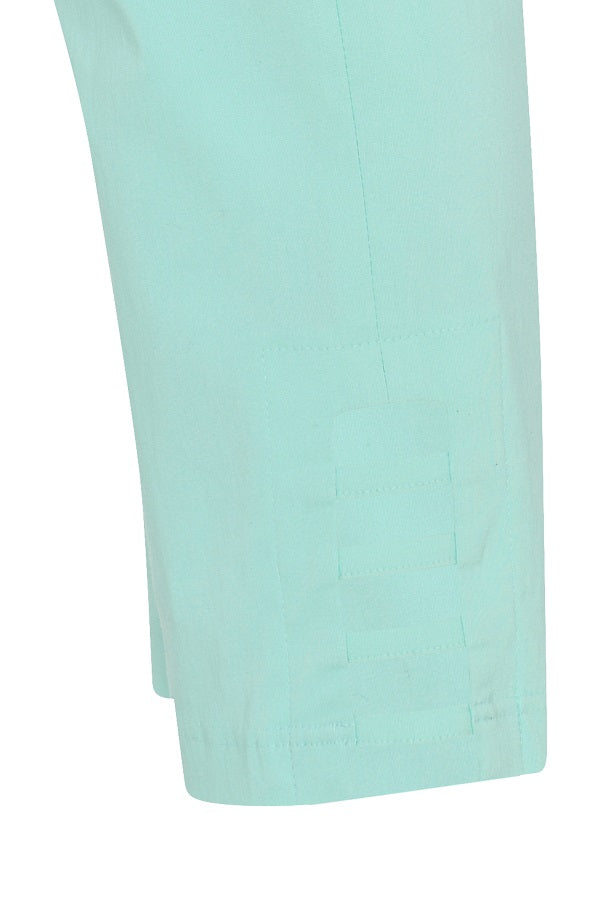 Robell – Lena 09 - Cropped Trousers With Cut Away Ladder Design at Hemline (Turquoise)