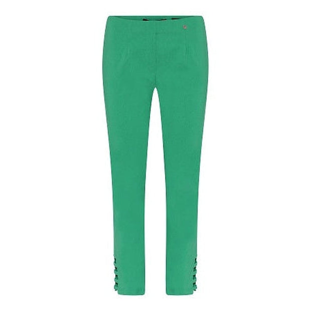 Robell – Lena 09-Cropped Trousers With Cut Away Ladder Design at Hemline (Emerald Green)