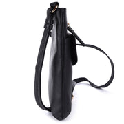 Ashwood Leather - Black Leather Crossbody Bag with a Zip & Flap Over Pocket  - CB5