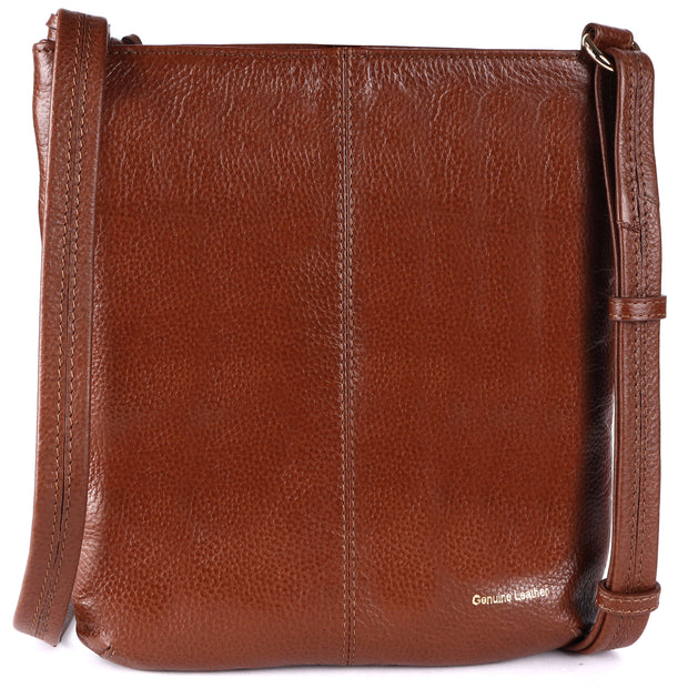 Ashwood Leather - Tan Leather Crossbody Bag with a Zip & Flap Over Pocket  - CB5