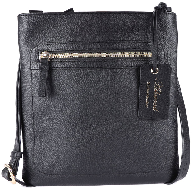 Ashwood Leather - Black Crossbody Bag with Zip Pockets - CB3