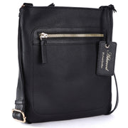 Ashwood Leather - Black Crossbody Bag with Zip Pockets - CB3