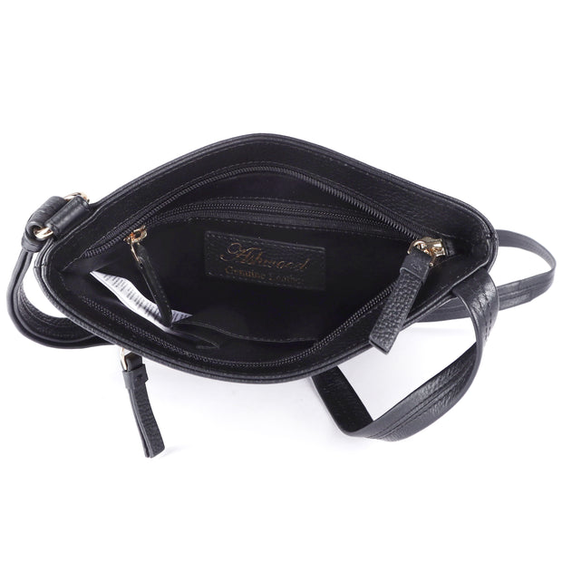 Ashwood Leather - Black Crossbody Bag with Zip Pockets - CB3