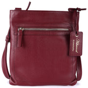 Ashwood Leather - Bordeaux/Wine Crossbody Bag with Zip Pockets - CB3