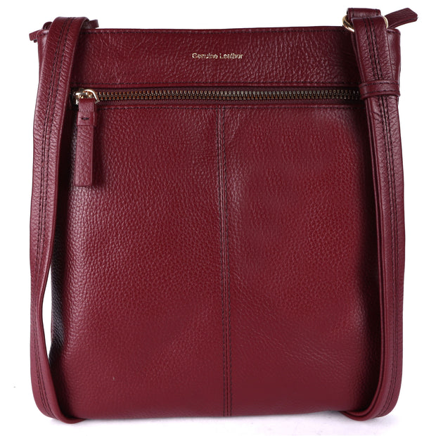 Ashwood Leather - Bordeaux/Wine Crossbody Bag with Zip Pockets - CB3