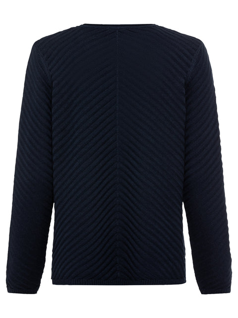 Olsen - Henny - Round Neck Ribbed Navy Jumper