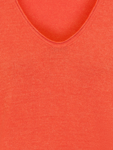 Olsen - V Neck Long Sleeve Jumper in Golden Orange Melange (11004234)