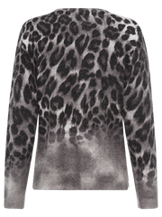 Olsen - A Super soft V Neck Jumper in a Shaded Grey Animal Print (11004658)