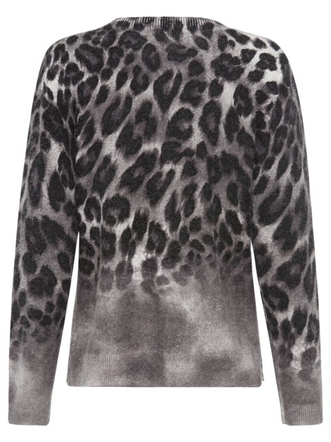 Olsen - A Super soft V Neck Jumper in a Shaded Grey Animal Print (11004658)