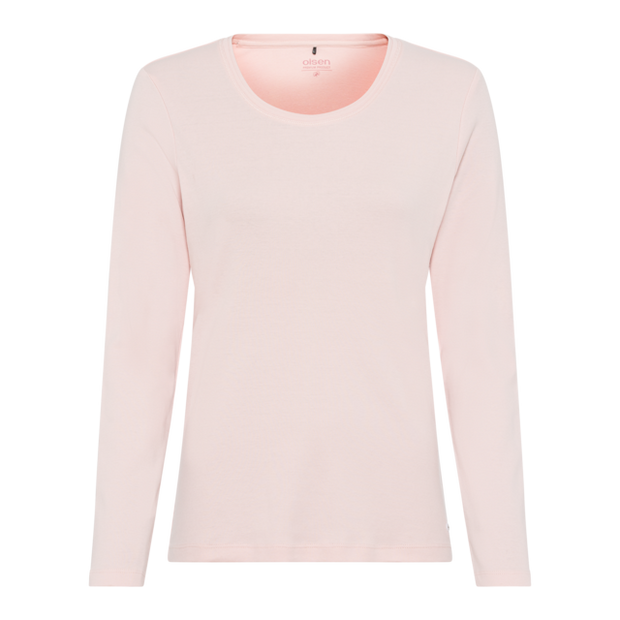 Olsen - Round Neck Long Sleeve Light Pink Tee (11100501)