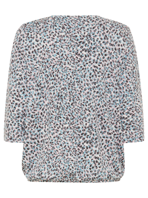 Olsen - Clara - Round Neck 3/4 Sleeve Blouson Top with Short Slit at Neckline (11105281)