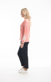 Orientique - Reversible Round Neck Pink Jumper with Large Stars (1267 Col A)