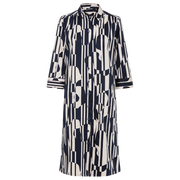 Olsen - Ink Blue Bold Print Long Sleeve Button Through Dress (13001790)