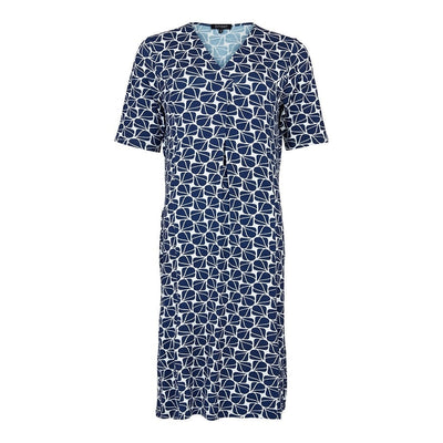 Sunday - Short Sleeve Navy & White Print Dress