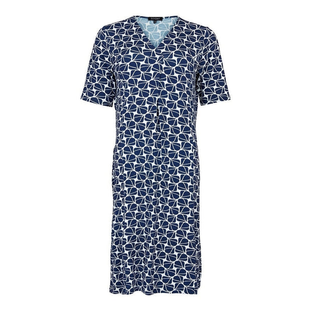 Sunday - Short Sleeve Navy & White Print Dress