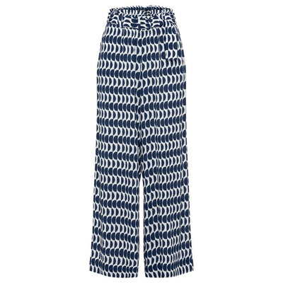 Olsen - Anna - Wide Leg Trousers in a Navy Print