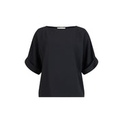 GOMAYE - Boxy Fit Wide Neck Elbow Length Sleeve Blouse In Black