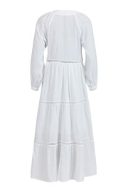 GOMAYE - Tiered V neckline cotton Maxi Dress in White