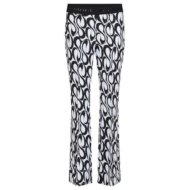 Robell – Joella -  Full Length Bootleg Trouser in Bold Black/White Print (53466-5510)