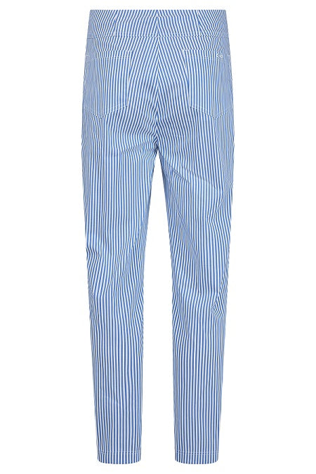 Robell – Bella 09 - Lightweight Cropped Trouser (7/8 Length) in a Blue Stripe