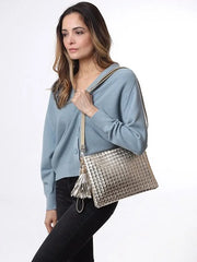 Kris-Ana Metallic Woven Cross Body Bag (2 colours) (1904 Metallic)