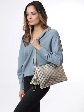 Kris-Ana Metallic Woven Cross Body Bag (2 colours) (1904 Metallic)