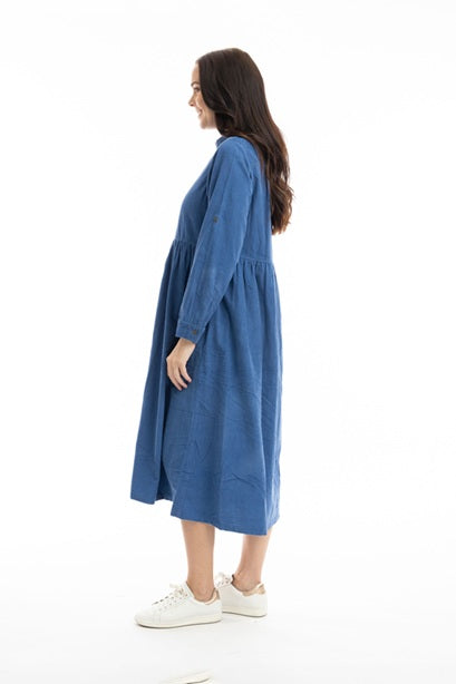 Orientique - Fine Cord Collared Layered Maxi Dress (20070) (2 colours)