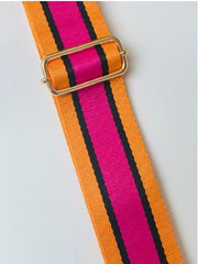 Kris-Ana - Detachable Bag Strap - Orange, Black, Fuchsia Stripe (217)