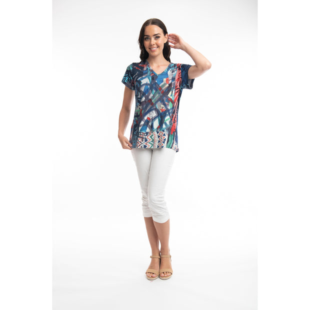 Orientique - Tribal - Short Sleeve V Neck T Shirt (22877)