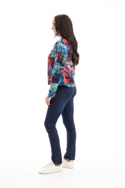 Orientique - Short Biker Jacket in Night Boats Print (23014)