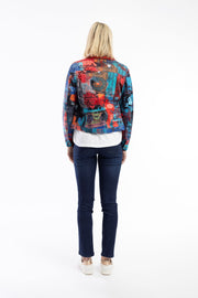 Orientique - Short Biker Jacket in Retro Tapes Print (23014)