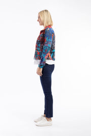 Orientique - Short Biker Jacket in Retro Tapes Print (23014)