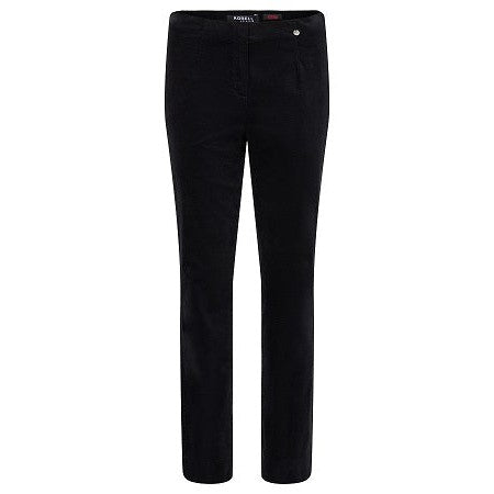 Robell – Marie - Straight Leg Full Length Cotton Velvet Trouser in Black (51414-54362)