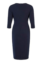 Tia -3/4 Sleeve V Neck Navy Cocktail Dress