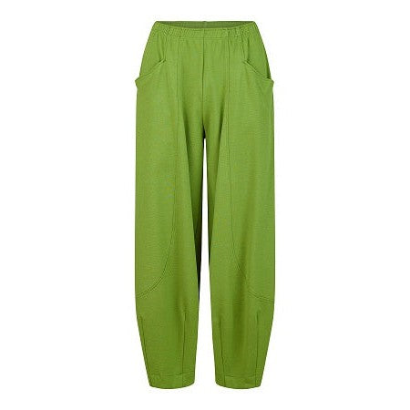 NOEN - Ankle Length Loose Fit Trousers with Tapered Ankles in Green