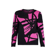 Sunday - Round Neck Long Sleeve Jumper in Black/Cerise Pink (6851-6636)