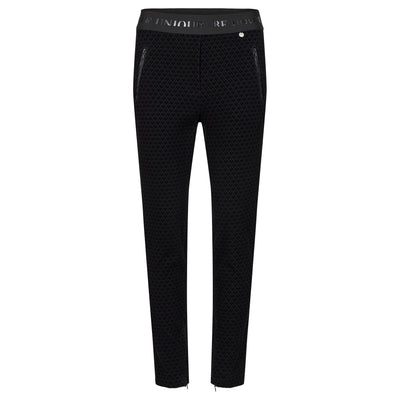 Robell – Nelly - Slim Tapered Leg Trouser in Black Print (52629-54744)