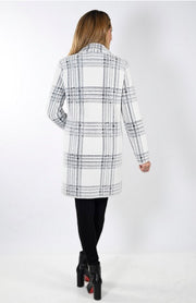 Frank Lyman - White/Grey Large Check Soft Knit Coat