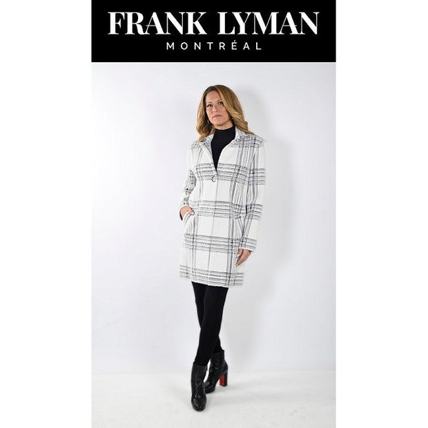 Frank Lyman - White/Grey Large Check Soft Knit Coat