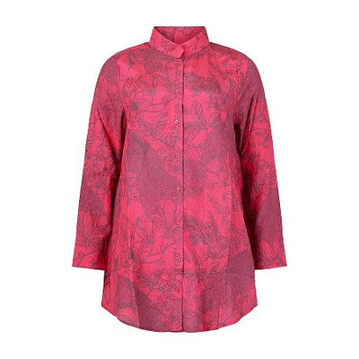 NOEN - Long Sleeve Blouse in Bright Pink with a Grey Print