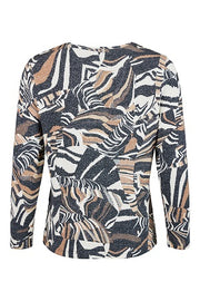 Sunday - Round Neck Long Sleeve Fine Knit Jumper a Bold Print (6128-6159)