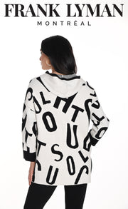 Frank Lyman - Off White Knitted Hooded Coatigan with Black Print