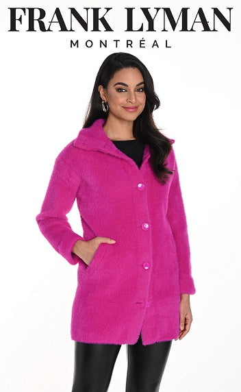 Frank Lyman - Fuchsia Soft Knit 3/4 Length Coat