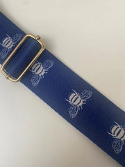 Kris-Ana - Detachable Bag Strap - Navy Blue with White Bees (247)