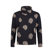 NOEN - Long Sleeve Wide Neck Top With An Embossed Embroidered Pattern (83661-81265) Black