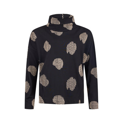 NOEN - Long Sleeve Wide Neck Top With An Embossed Embroidered Pattern (83661-81265) Black