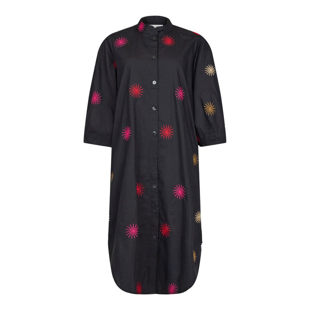 NOEN - 3/4 Sleeve Cotton Dress with Embroidered Sunbursts (88522-81262)
